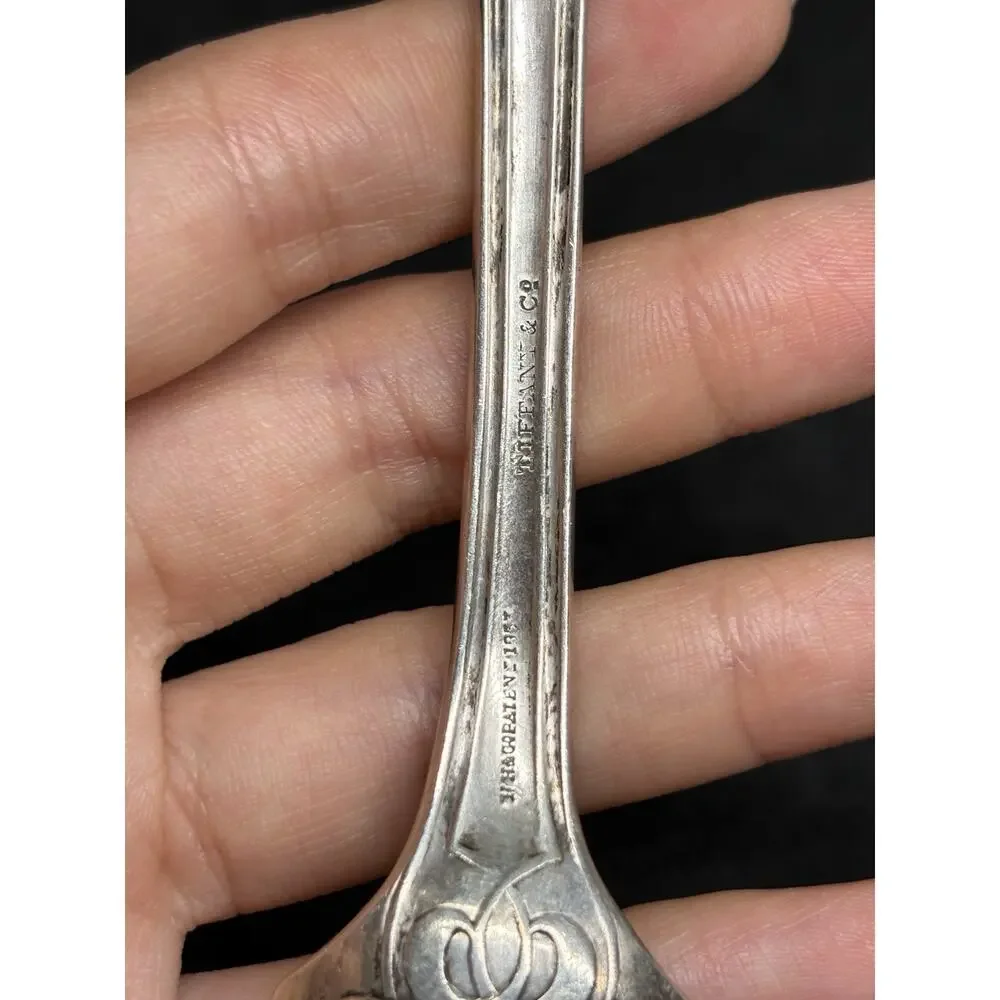 Tiffany & Co Henry Hebbard Antique Coin Silver Oriental Pattern Serving Spoon